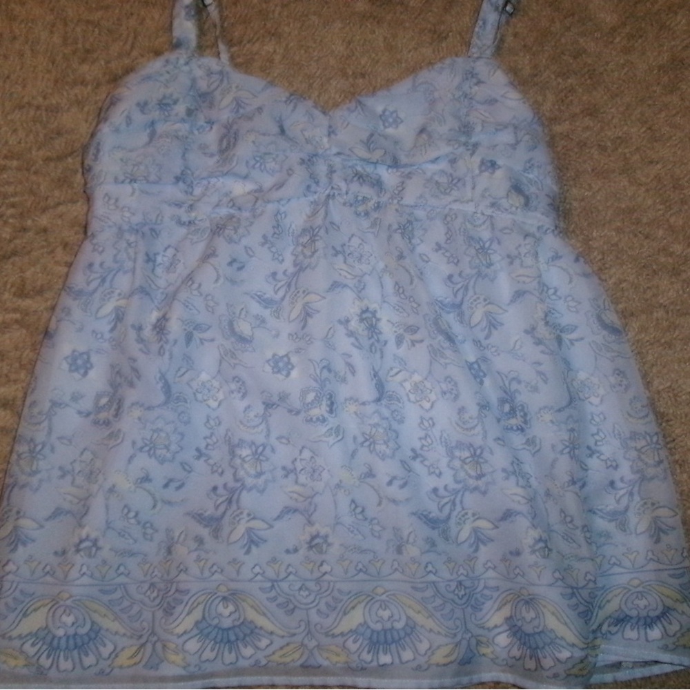 SOLD-Hollister Blue Floral Blouse